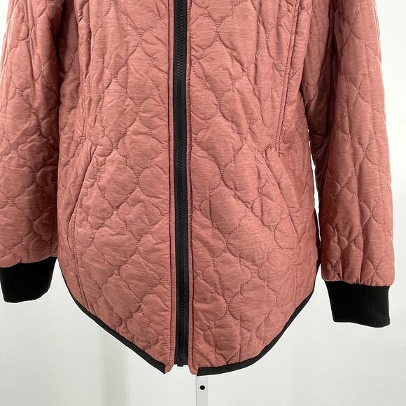 Bernardo Pink Quilted Reversible Floral Lined Zip Front Casual Bomber Jacket L - Picture 8 of 13